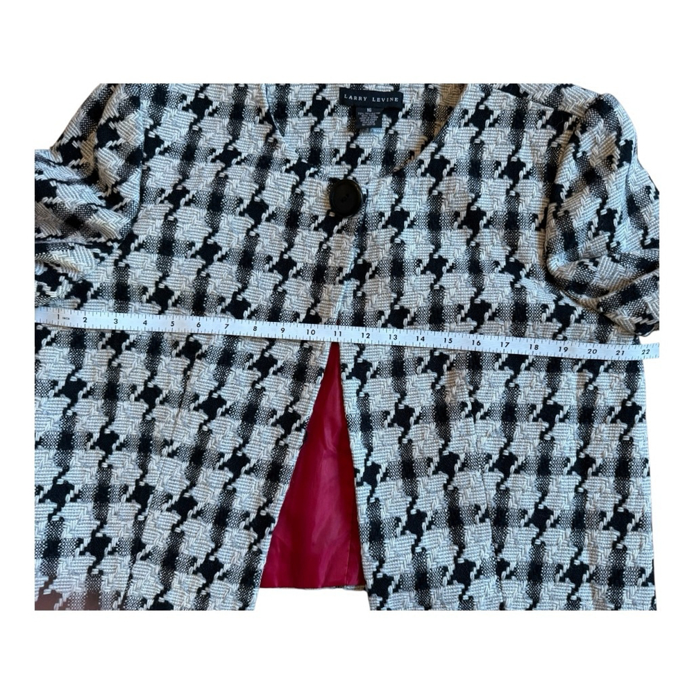 Larry Levine Womens Houndstooth Collarless Tweed Blazer Jacket Size 16 - Picture 11 of 12